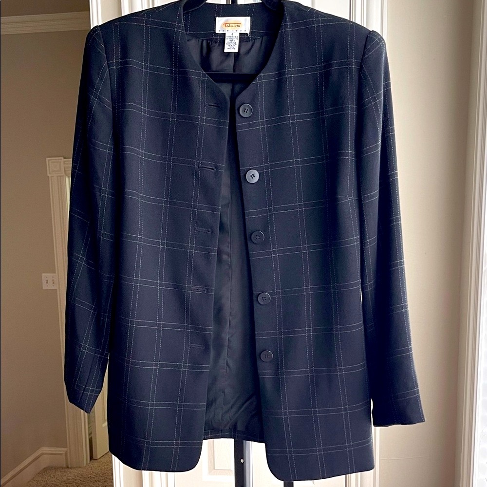 Talbots Black and White Plaid Blazer